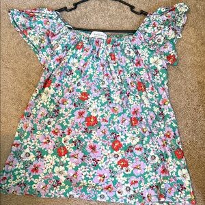 Kaileigh Floral Blouse with Red and Green